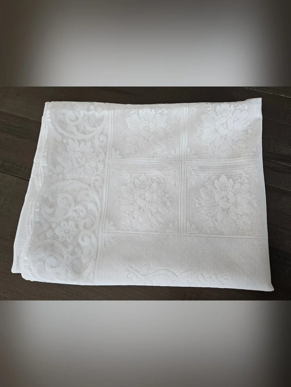 Vintage White Lace Rectangle Tablecloth 104x60 Cottage Chic Midcentury Modern